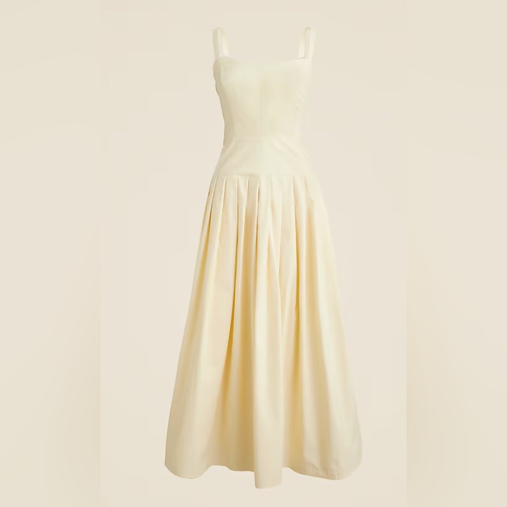 NWT J. Crew Pleated drop-waist dress in crinkle cotton blend, Size 12